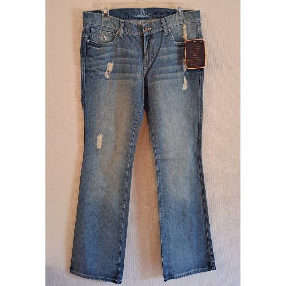 Jordache Legacy Destructed Bootcut Jeans Womens Size 30/10 Blue New 1394-442
